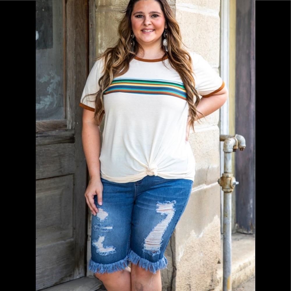 NWT Plus High Rise Distressed Bermuda Shorts